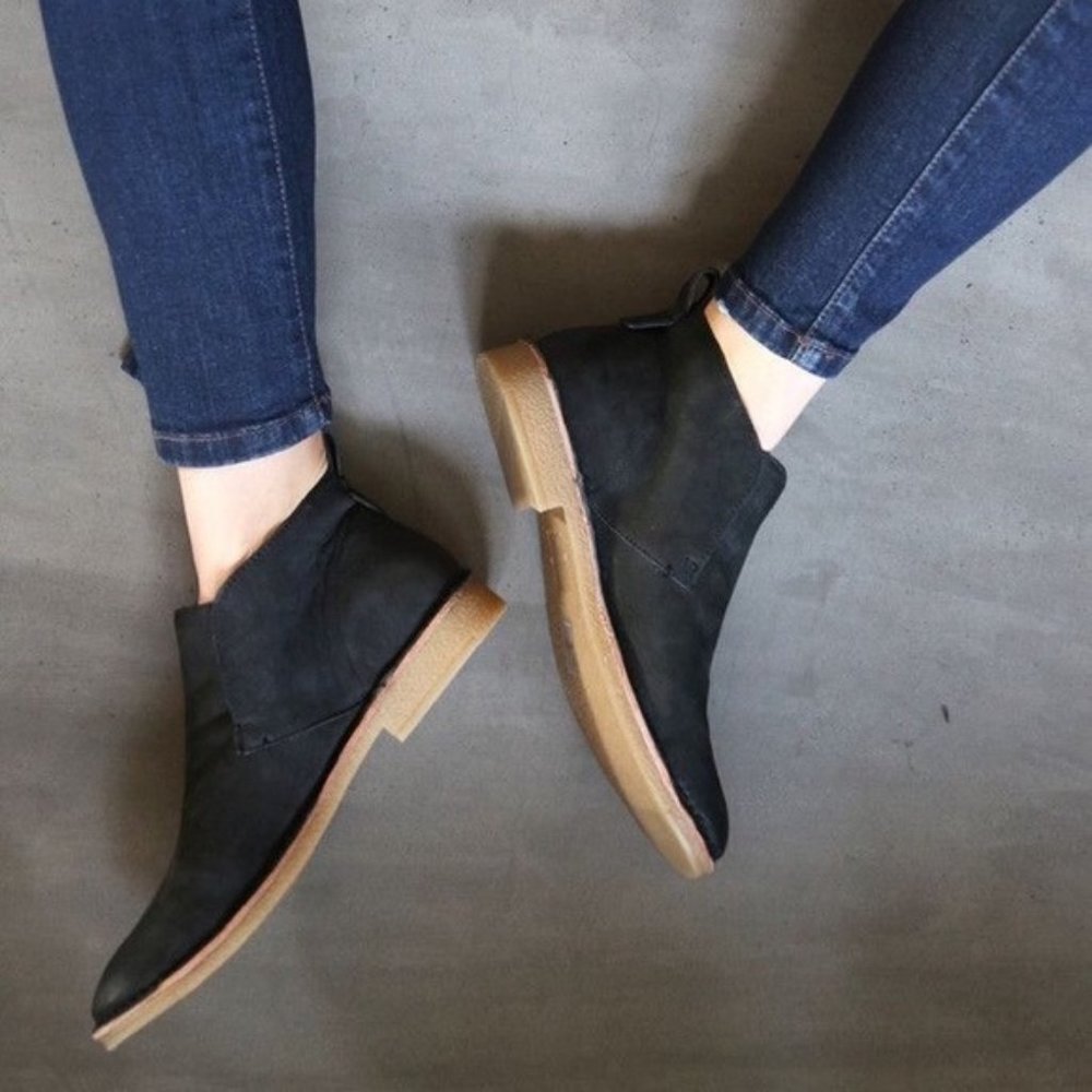 Distressed Black LeatherSuede Boyfriend Boots